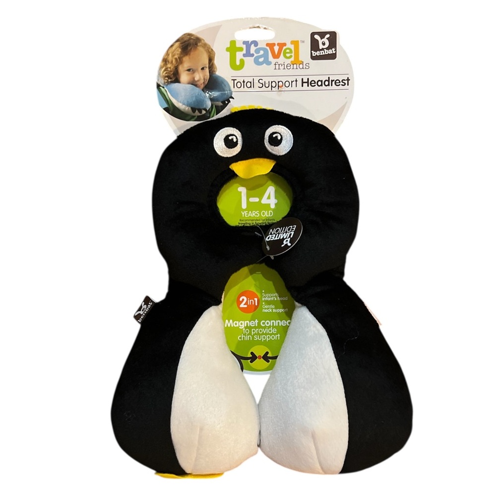 NWT Travel Pillow for kids Friends Penguin Headrest Pillow- Black and White